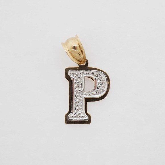 14k Yellow Gold Estate Sale Pendant Letter P Vintage Style US Made 1.60g